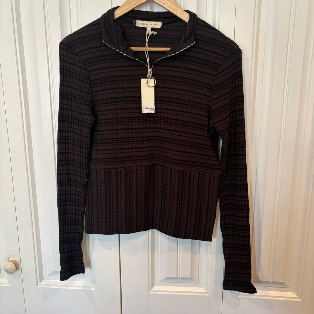 Gilded Intent Brown And Black Stripe Top‎ Size Large